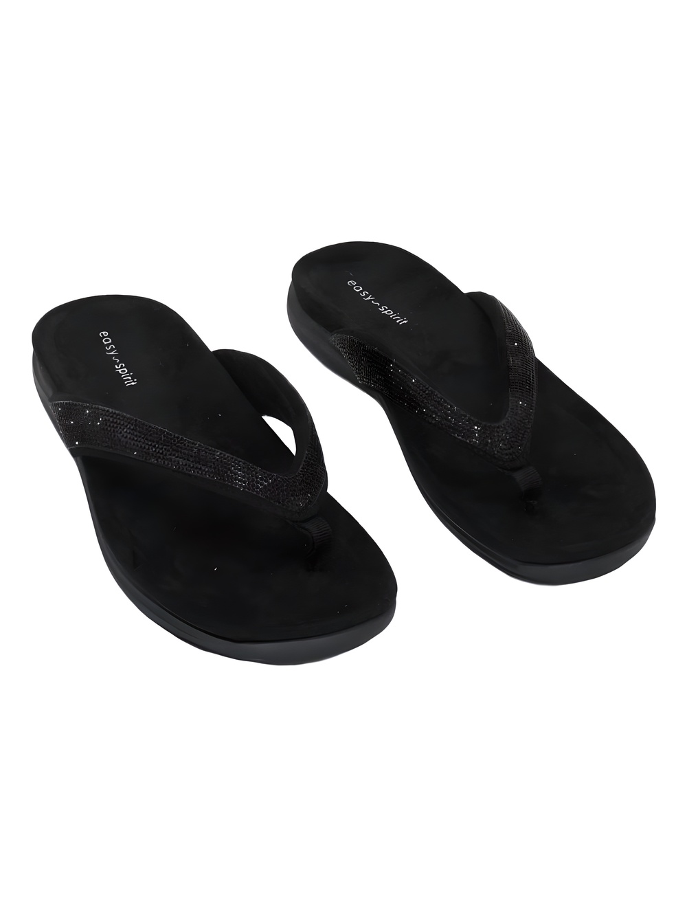 Easy Spirit Womens Wendi Embellished Black Rhinestone Thong Sandals Size 8M - Picture 1 of 6